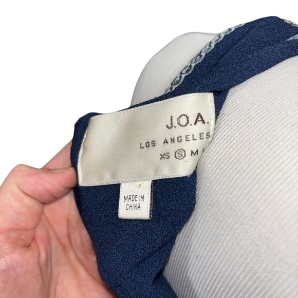 J.O.A Los Angeles Women's Small Mini Sheath Dress Embroidery Boho Scalloped Hem - Picture 11 of 11